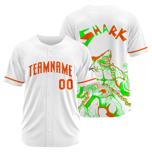 Custom Baseball Uniforms High-Quality for Adult Kids Optimized for Performance Shark-White&Orange enthsush