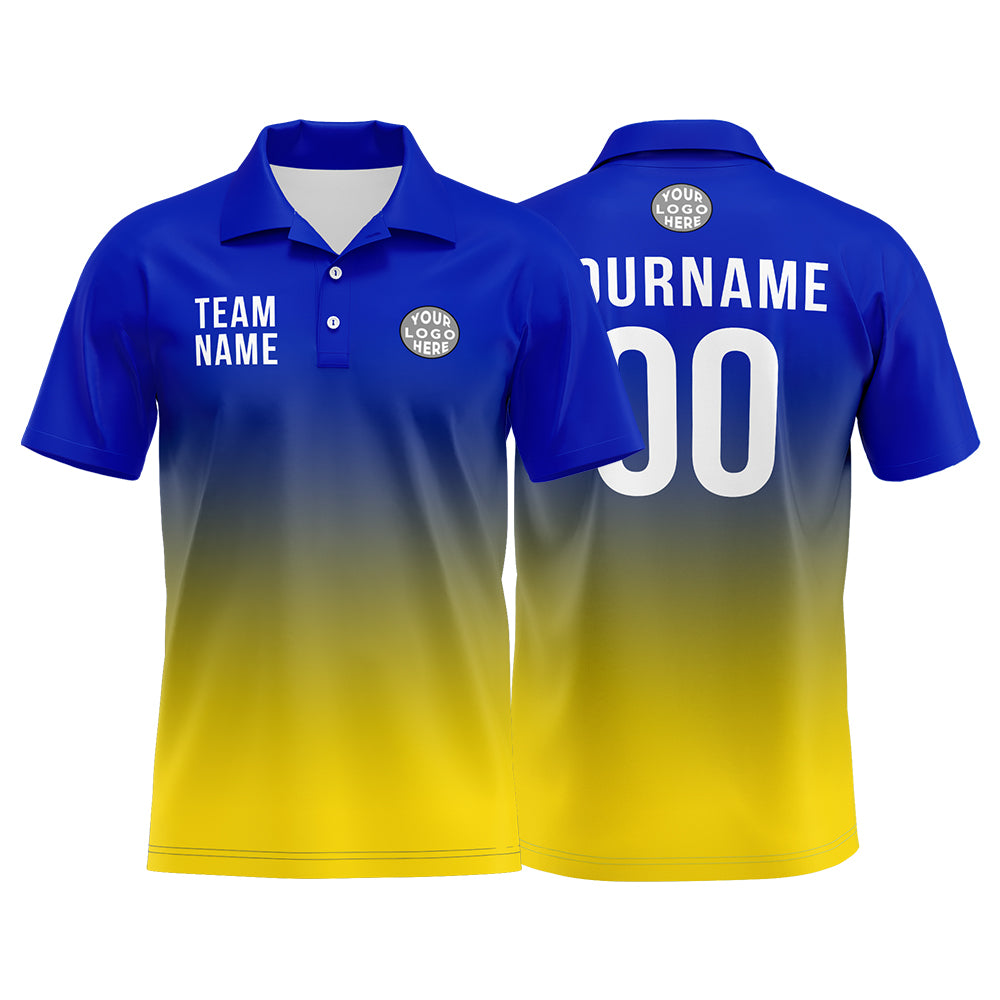 Custom Royal Yellow Football Polo Shirts Add Your Unique Logo/Name/Number enthsush