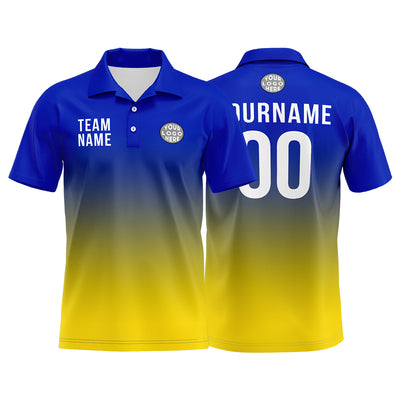 Custom Royal Yellow Football Polo Shirts Add Your Unique Logo/Name/Number enthsush