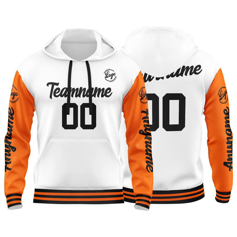 Custom Orange White  Sweatshirt Hoodie For Men Women Girl Boy Print Your Logo Name Number