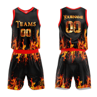 Custom Basketball Jersey Uniform Suit Printed Your Logo Name Number Flame enthsush