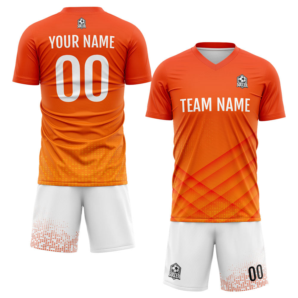 Custom Soccer Jerseys for Men Women Personalized Soccer Uniforms for Adult and Kid Orange&White enthsush