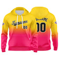 Custom Gradient Hoodie For Man Woman Girl Boy Print Your Logo Name Number Yellow Hot Pink enthsush