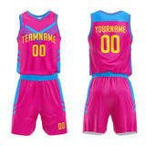 Custom Basketball Jersey Uniform Suit Printed Your Logo Name Number Hot Pink-Blue