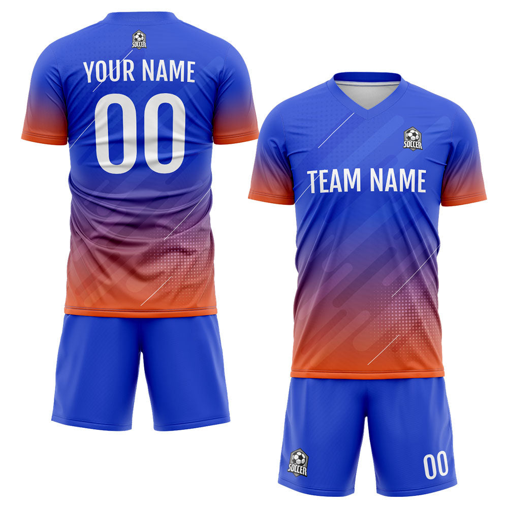 Custom Soccer Jerseys for Men Women Personalized Soccer Uniforms for Adult and Kid Blue&Orange enthsush