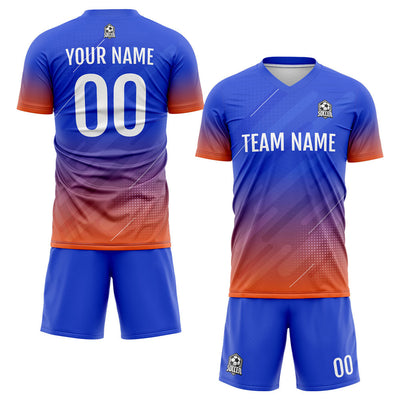 Custom Soccer Jerseys for Men Women Personalized Soccer Uniforms for Adult and Kid Blue&Orange enthsush