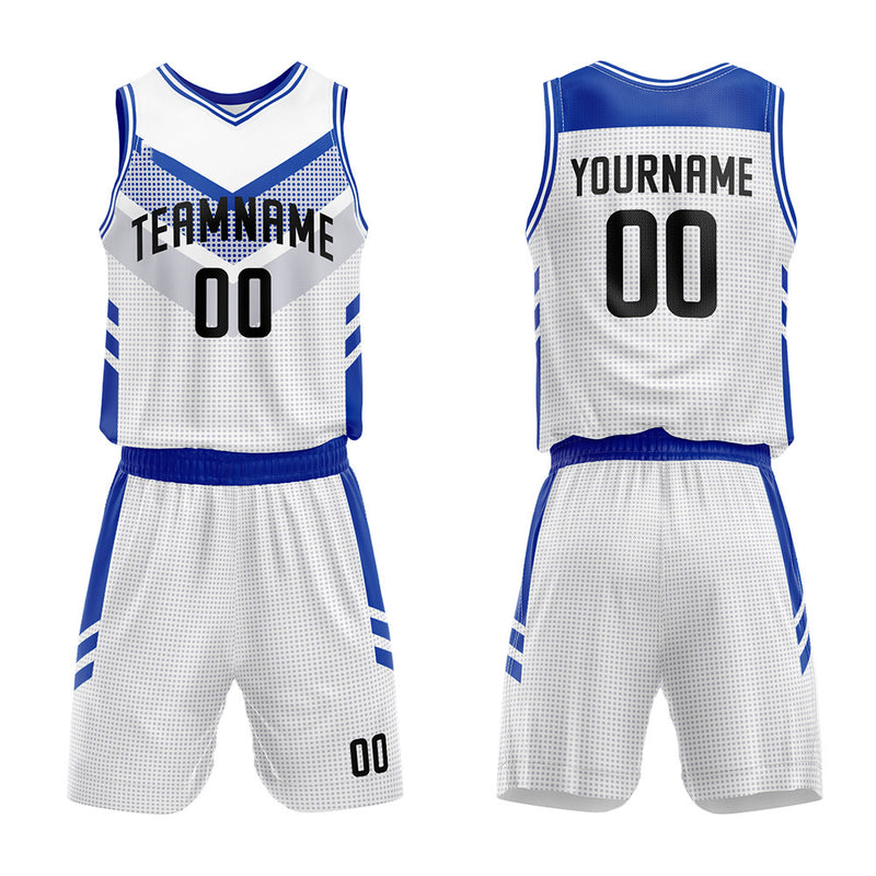 Custom Basketball Jersey Uniform Suit Printed Your Logo Name Number White-Blue enthsush