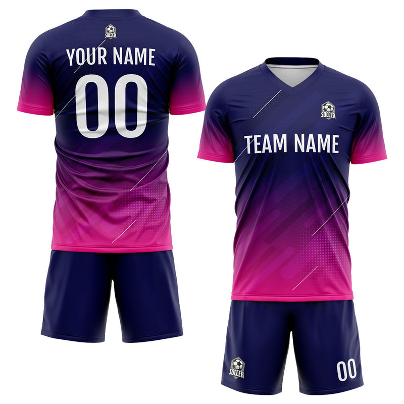 Custom Soccer Jerseys for Men Women Personalized Soccer Uniforms for Adult and Kid Navy&Hot pink