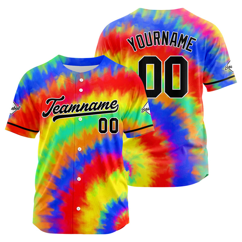 Custom Full Print Design Authentic Baseball Jersey blue-red-green-yellow