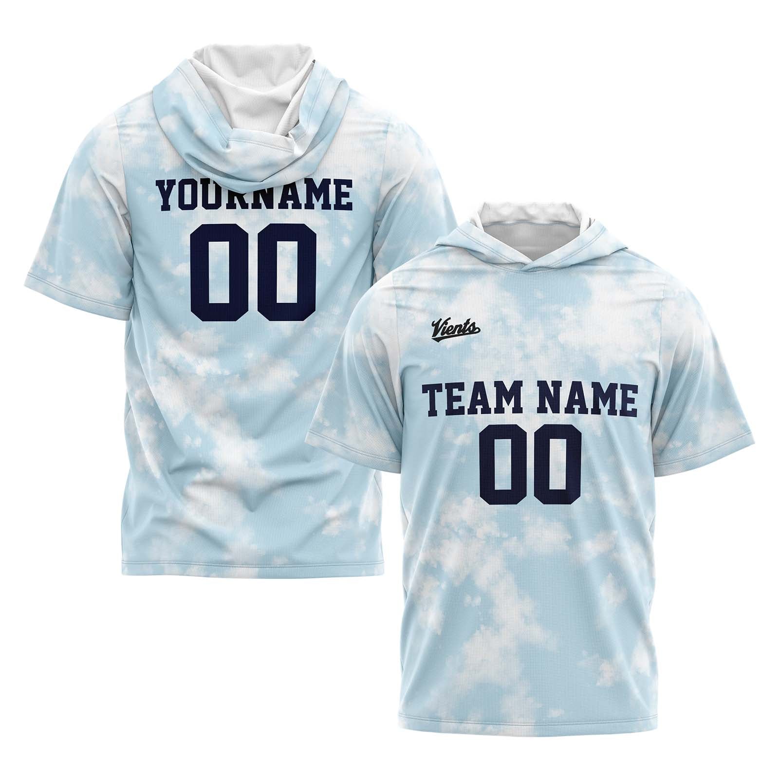Custom Light Blue Sleeve Hoodies for Men Women Shirts with Hoods Printed Name Logo enthsush
