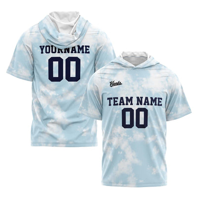 Custom Light Blue Sleeve Hoodies for Men Women Shirts with Hoods Printed Name Logo enthsush