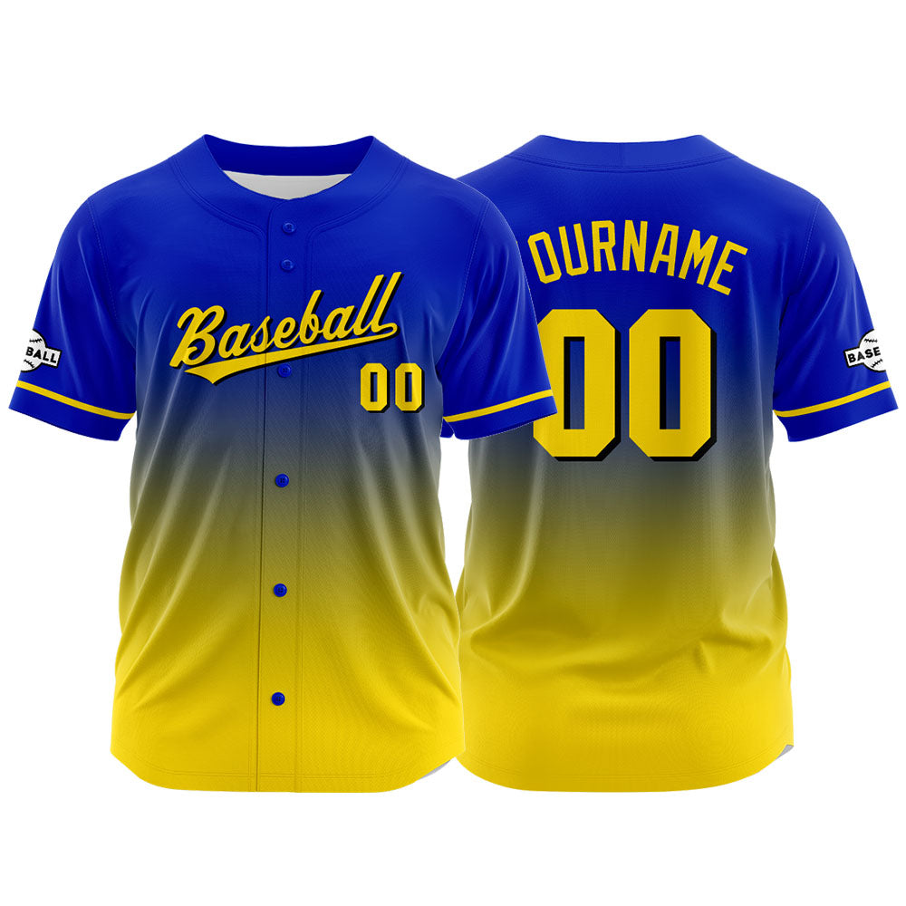 Custom Full Print Design Authentic Baseball Jersey yellow-blue enthsush