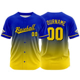 Custom Full Print Design Authentic Baseball Jersey yellow-blue