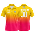 Custom Yellow Hot Pink Football Polo Shirts Add Your Unique Logo/Name/Number enthsush