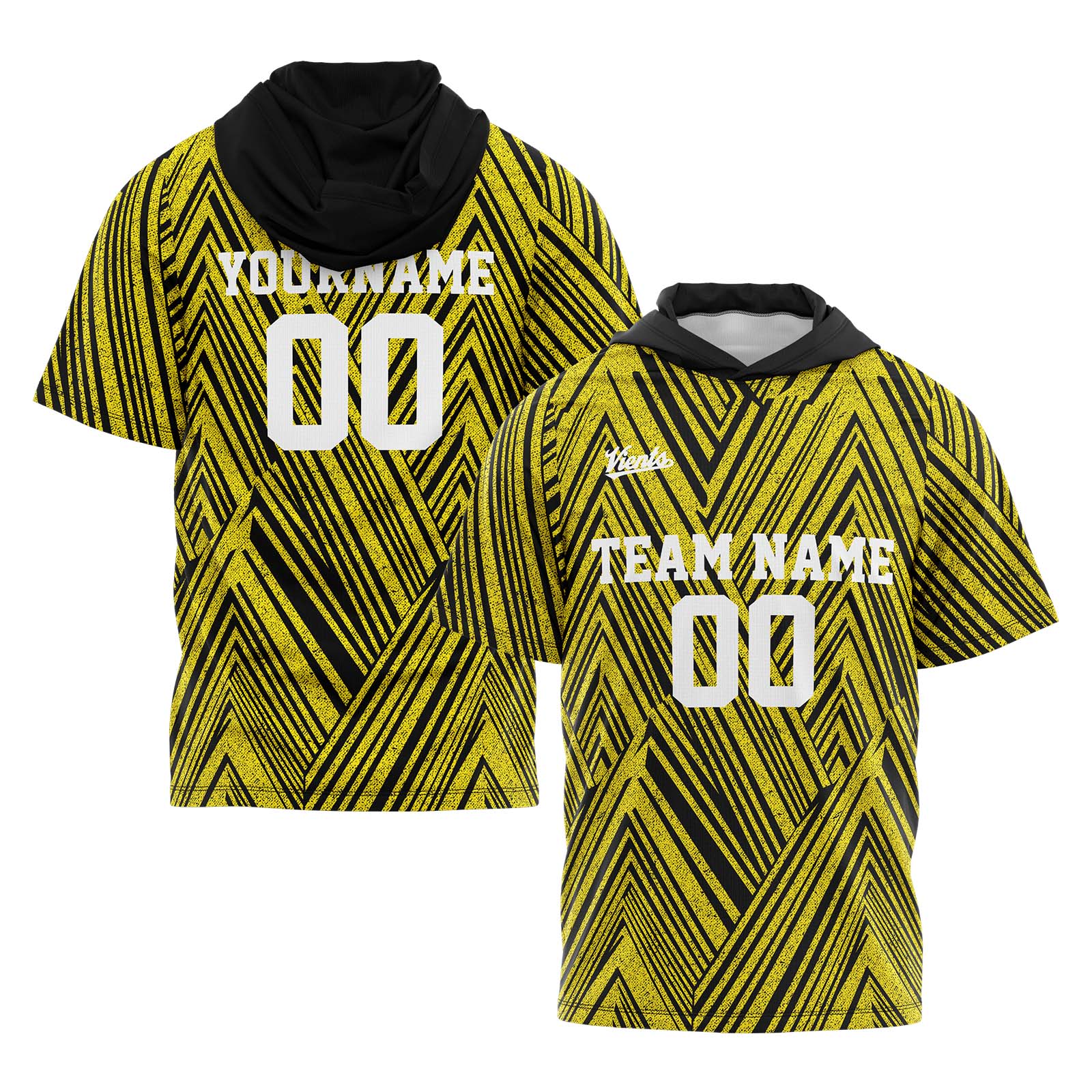 Custom Black Yellow Sleeve Hoodies for Men Women Shirts with Hoods Printed Name Logo enthsush