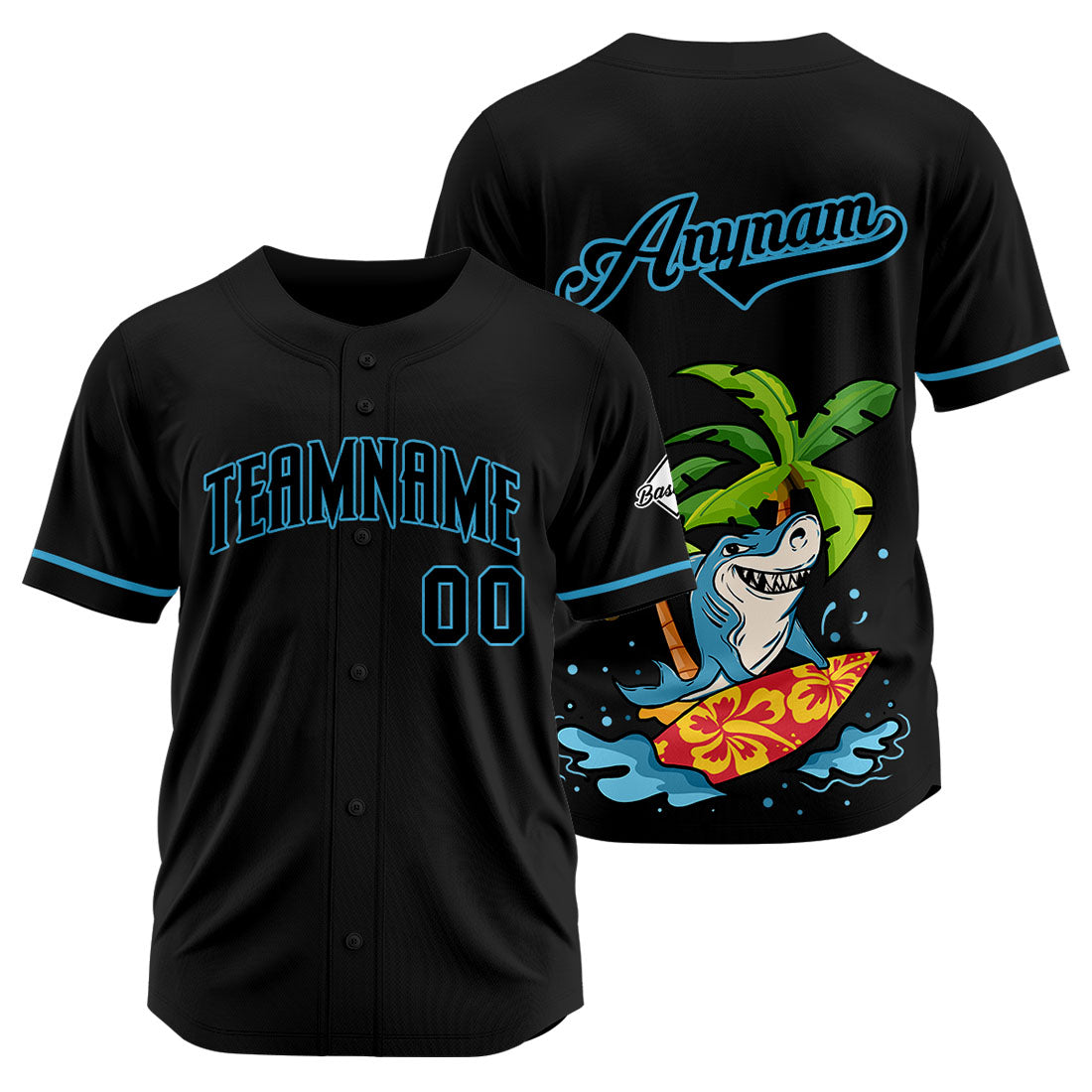 Custom Baseball Uniforms High-Quality for Adult Kids Optimized for Performance Surfing Shark-Black enthsush