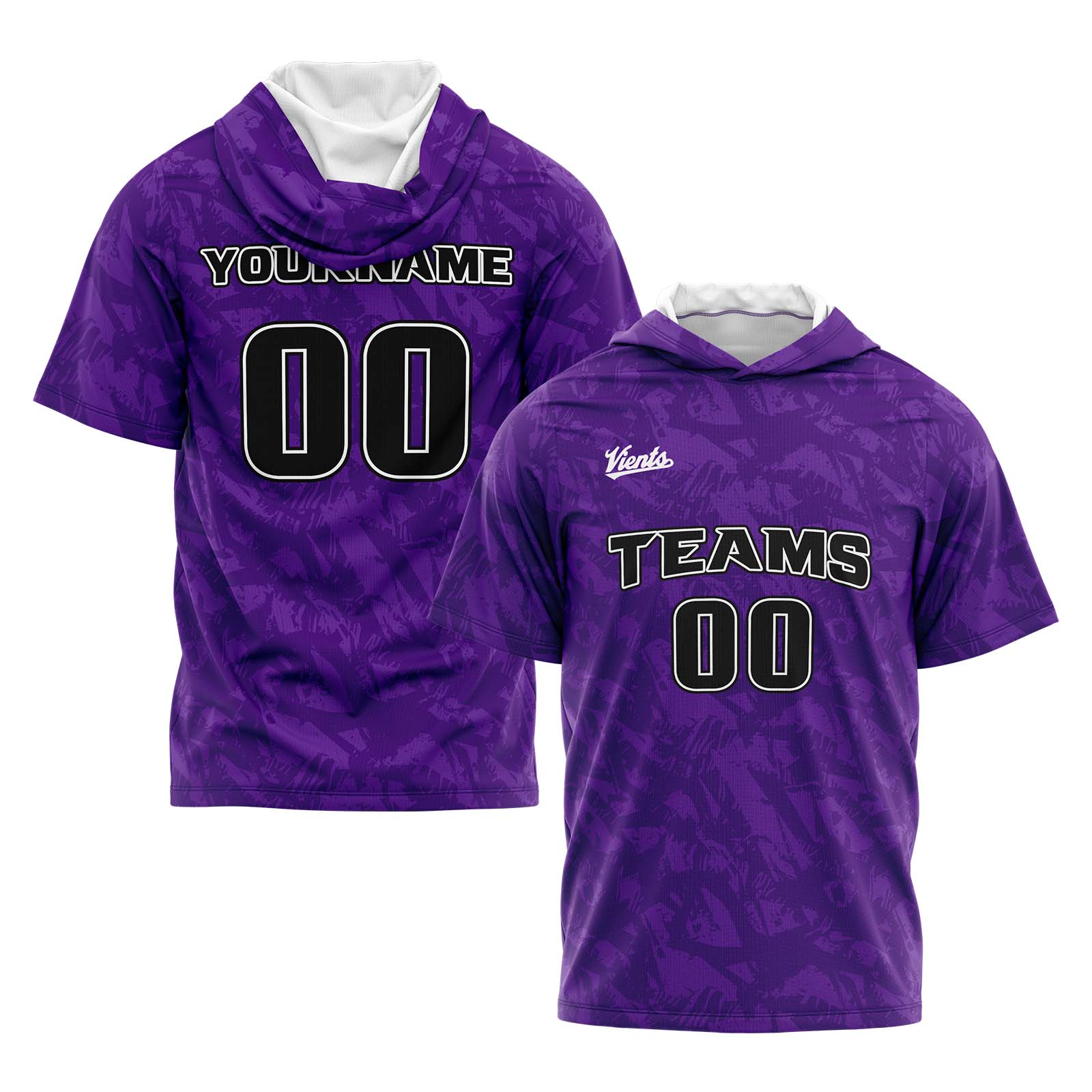 Custom Purple Short Sleeve Hoodies for Men Women Shirts with Hoods Printed Name Logo enthsush