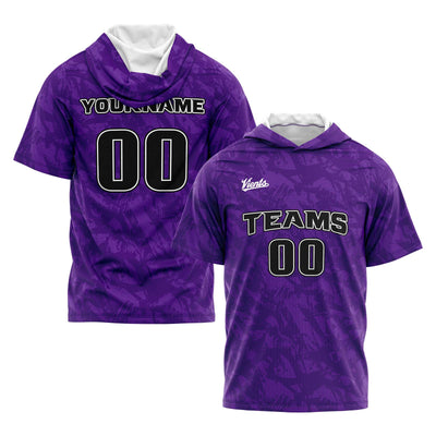 Custom Purple Short Sleeve Hoodies for Men Women Shirts with Hoods Printed Name Logo enthsush