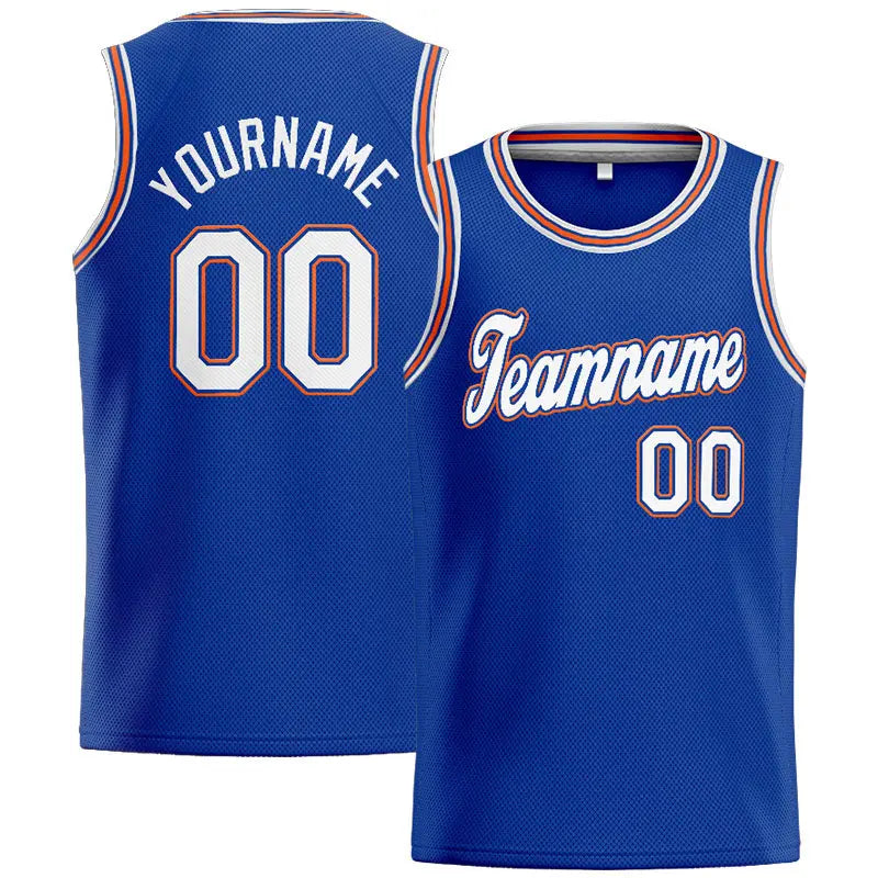 Custom Stitched Basketball Jersey for Men, Women And Kids Royal-White-Orange enthsush