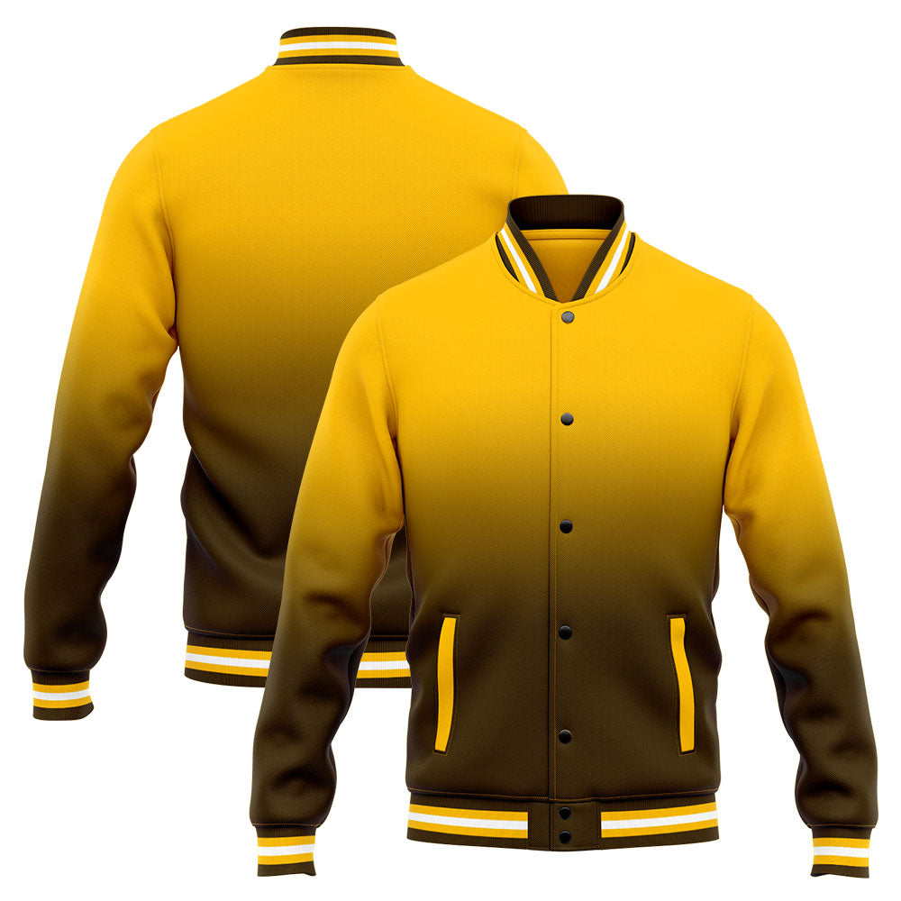 Custom Varsity Jacket Letterman jacket for Men, Women and Youth Brown Yellow enthsush