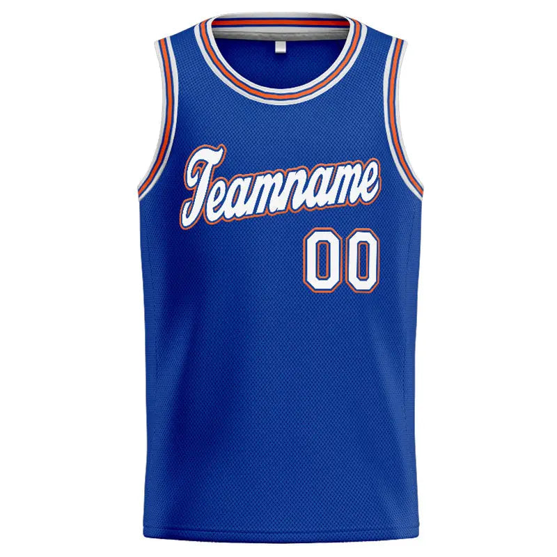 Custom Stitched Basketball Jersey for Men, Women And Kids Royal-White-Orange enthsush