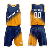 Custom Basketball Jersey Uniform Suit Printed Your Logo Name Number Navy-Yellow