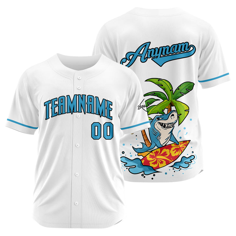 Custom Baseball Uniforms High-Quality for Adult Kids Optimized for Performance Surfing Shark-White