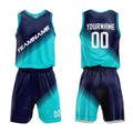 Custom Basketball Jersey Uniform Suit Printed Your Logo Name Number Navy-Teal enthsush