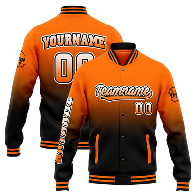 Custom Varsity Jacket Letterman jacket for Men, Women and Youth Orange Black enthsush