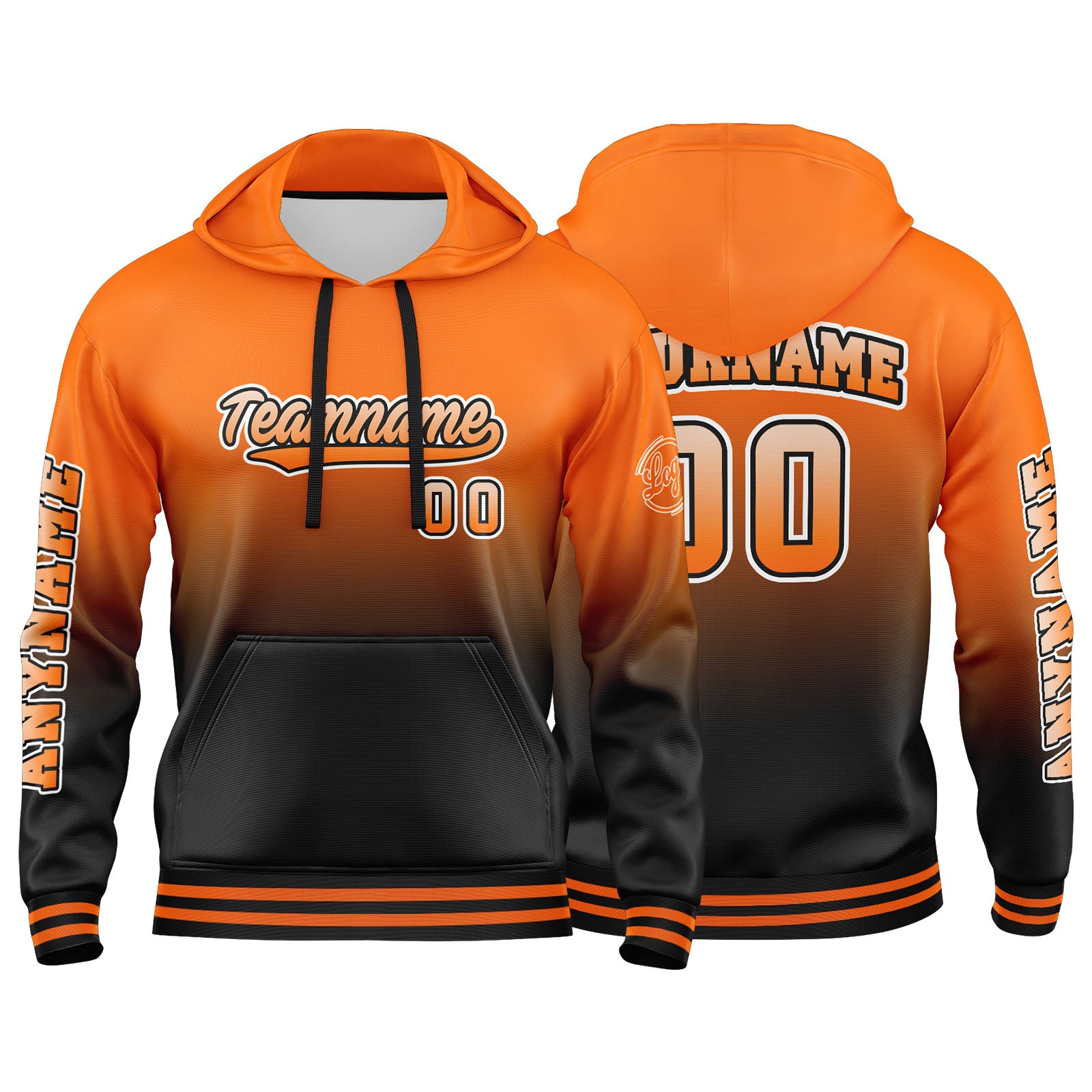 Custom Orange Black  Sweatshirt Hoodie For Men Women Girl Boy Print Your Logo Name Number enthsush