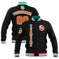 Custom Black Teal Orange Waterproof Varsity Jackets Personalized Stitched Name Number Logo to Letterman Jackets enthsush