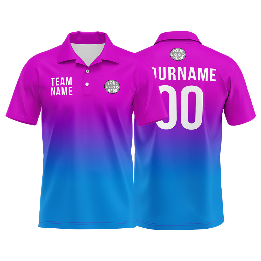 Custom Pink Purple Blue Football Polo Shirts Add Your Unique Logo/Name/Number enthsush