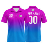 Custom Pink Purple Blue Football Polo Shirts Add Your Unique Logo/Name/Number