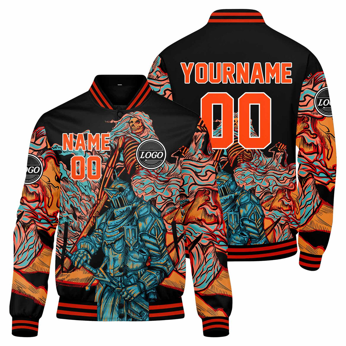 Custom Varsity Jacket Letterman jacket for Men, Women and Youth Orange enthsush