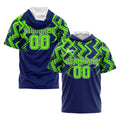 Custom Navy Neon Green Short Sleeve Hoodies for Men Women Shirts with Hoods Printed Name Logo enthsush