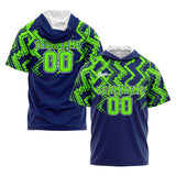 Custom Navy Neon Green Short Sleeve Hoodies for Men Women Shirts with Hoods Printed Name Logo