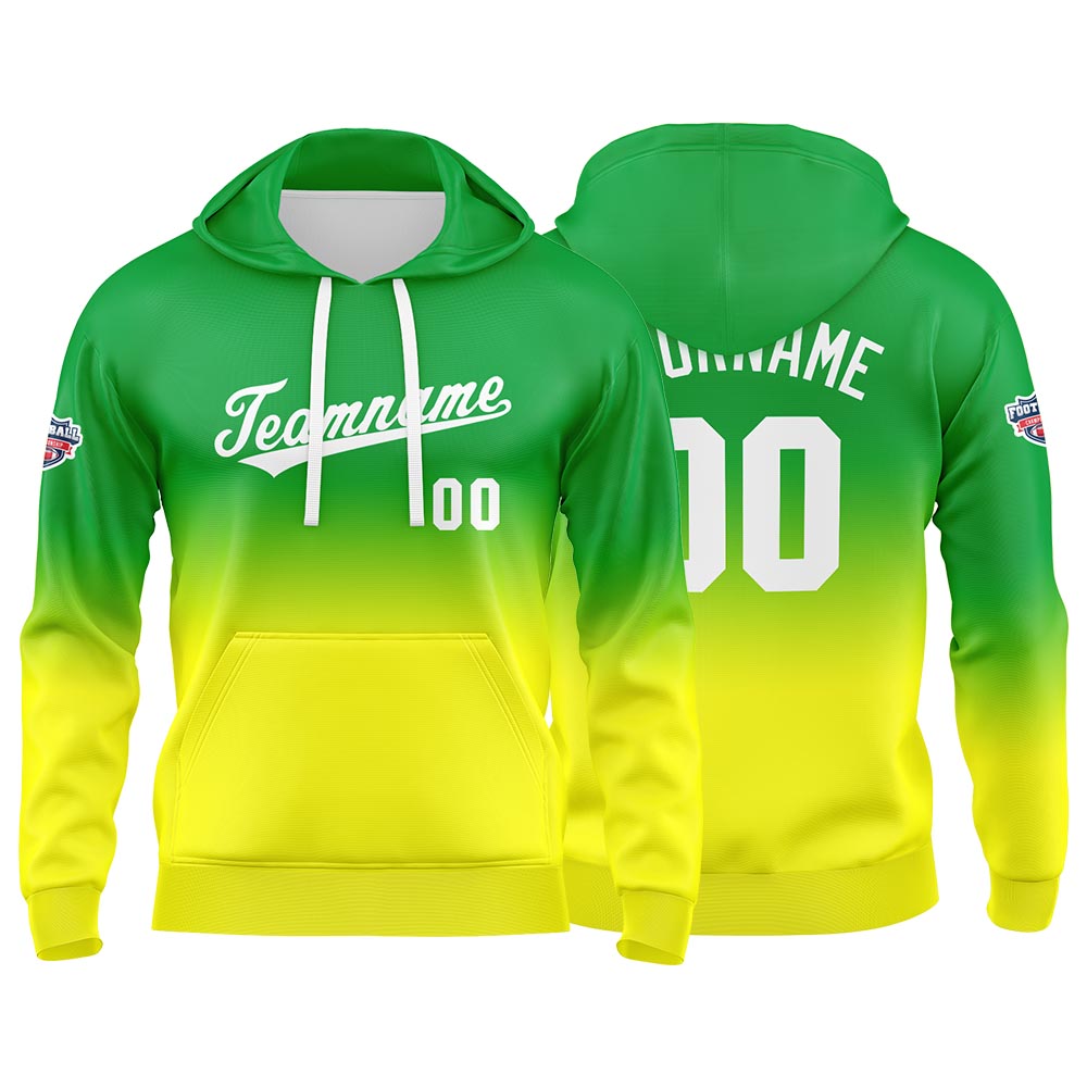 Custom Gradient Hoodie For Man Woman Girl Boy Print Your Logo Name Number Green Yellow enthsush