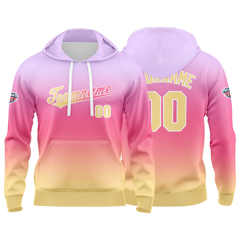 Custom Gradient Hoodie For Man Woman Girl Boy Print Your Logo Name Number Light Purple Pink enthsush