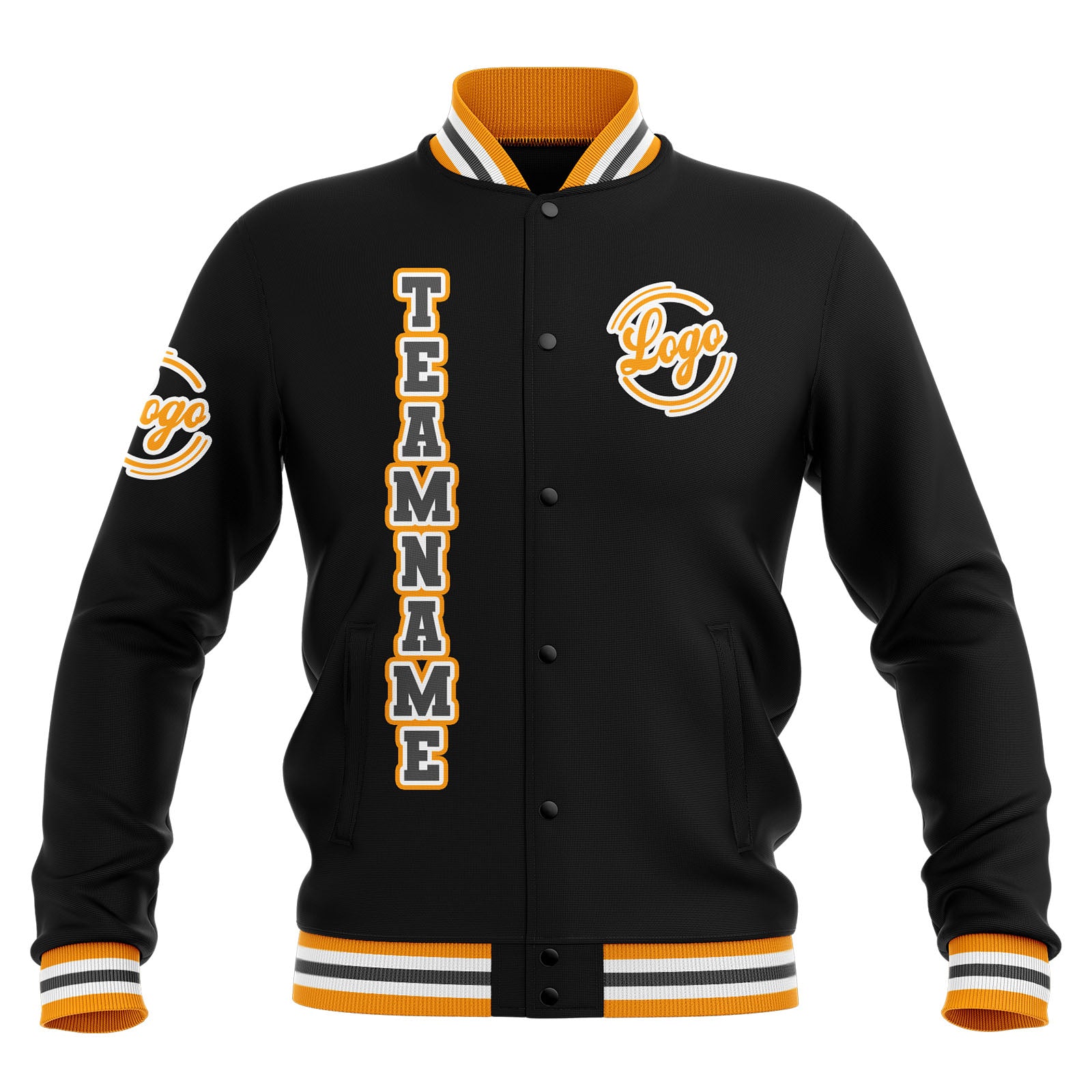 Custom Black Yellow Grey Waterproof Varsity Jackets Personalized Stitched Name Number Logo to Letterman Jackets enthsush