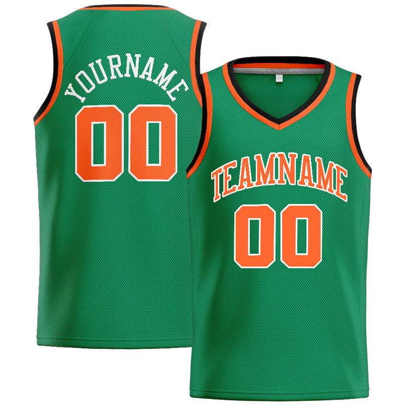 Custom Stitched Basketball Jersey for Men, Women And Kids Kelly Green-Orange-White-Black