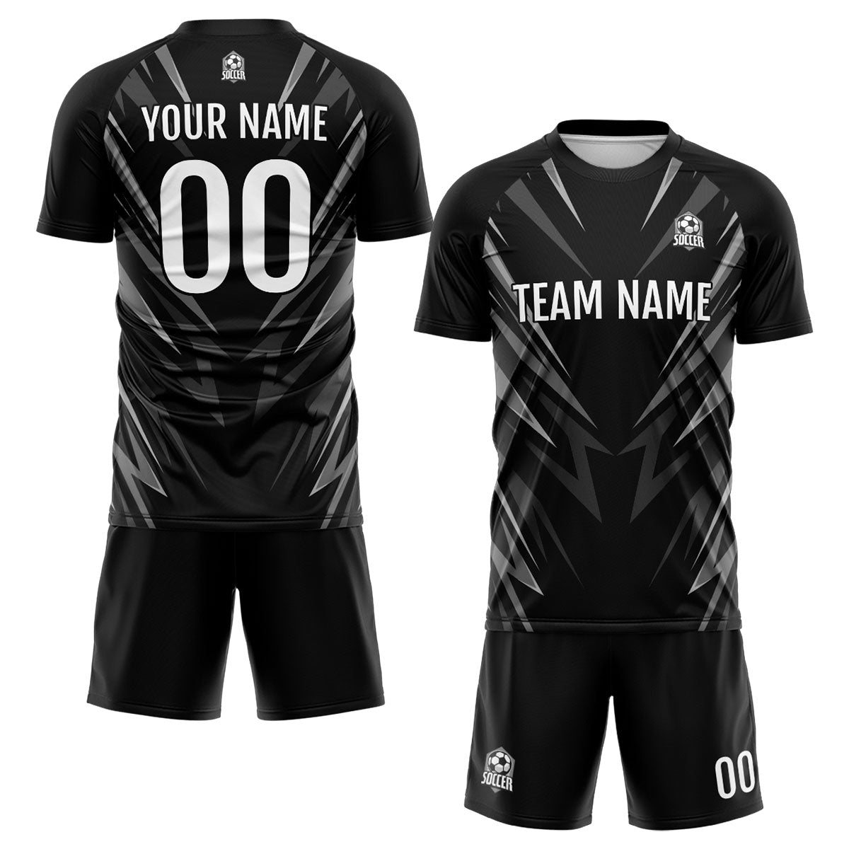 Custom Black Soccer Jerseys for Men Women Personalized Soccer Uniforms for Adult and Kid enthsush