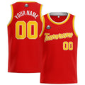 Custom Stitched Basketball Jersey for Men, Women  And Kids Red-Yellow-White enthsush