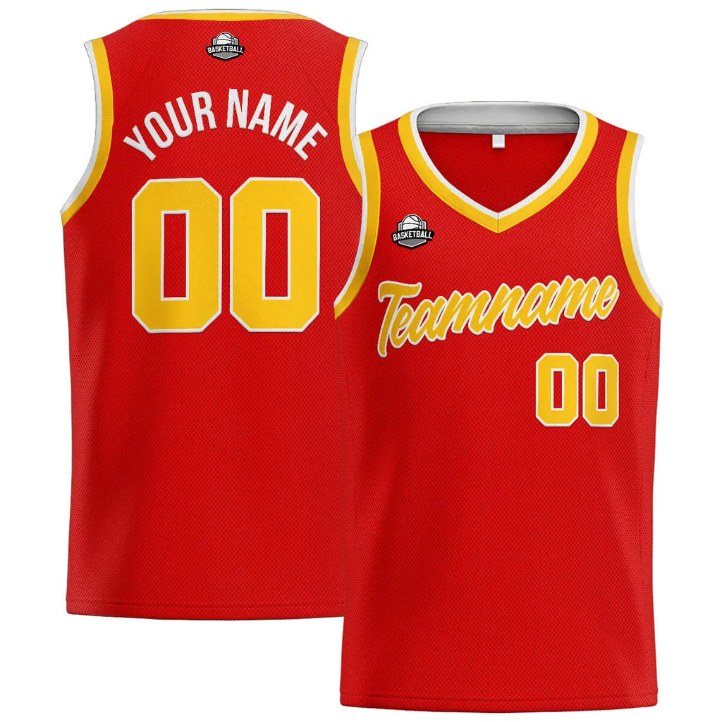 Custom Stitched Basketball Jersey for Men, Women  And Kids Red-Yellow-White enthsush