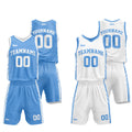 Custom Basketball Jersey Uniform Suit Printed Your Logo Name Number Light Blue-White enthsush
