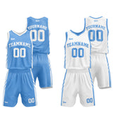 Custom Basketball Jersey Uniform Suit Printed Your Logo Name Number Light Blue-White