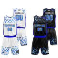 Custom Basketball Jersey Uniform Suit Printed Your Logo Name Number Blue-Black-White enthsush