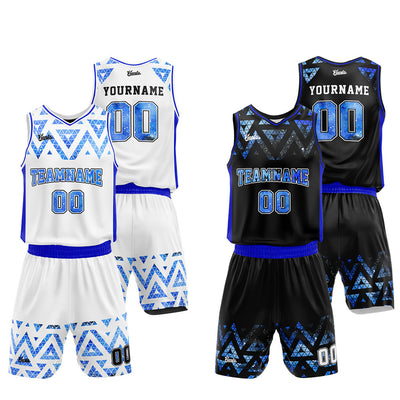 Custom Basketball Jersey Uniform Suit Printed Your Logo Name Number Blue-Black-White enthsush
