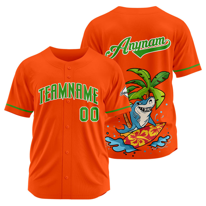 Custom Baseball Uniforms High-Quality for Adult Kids Optimized for Performance Surfing Shark-Orange