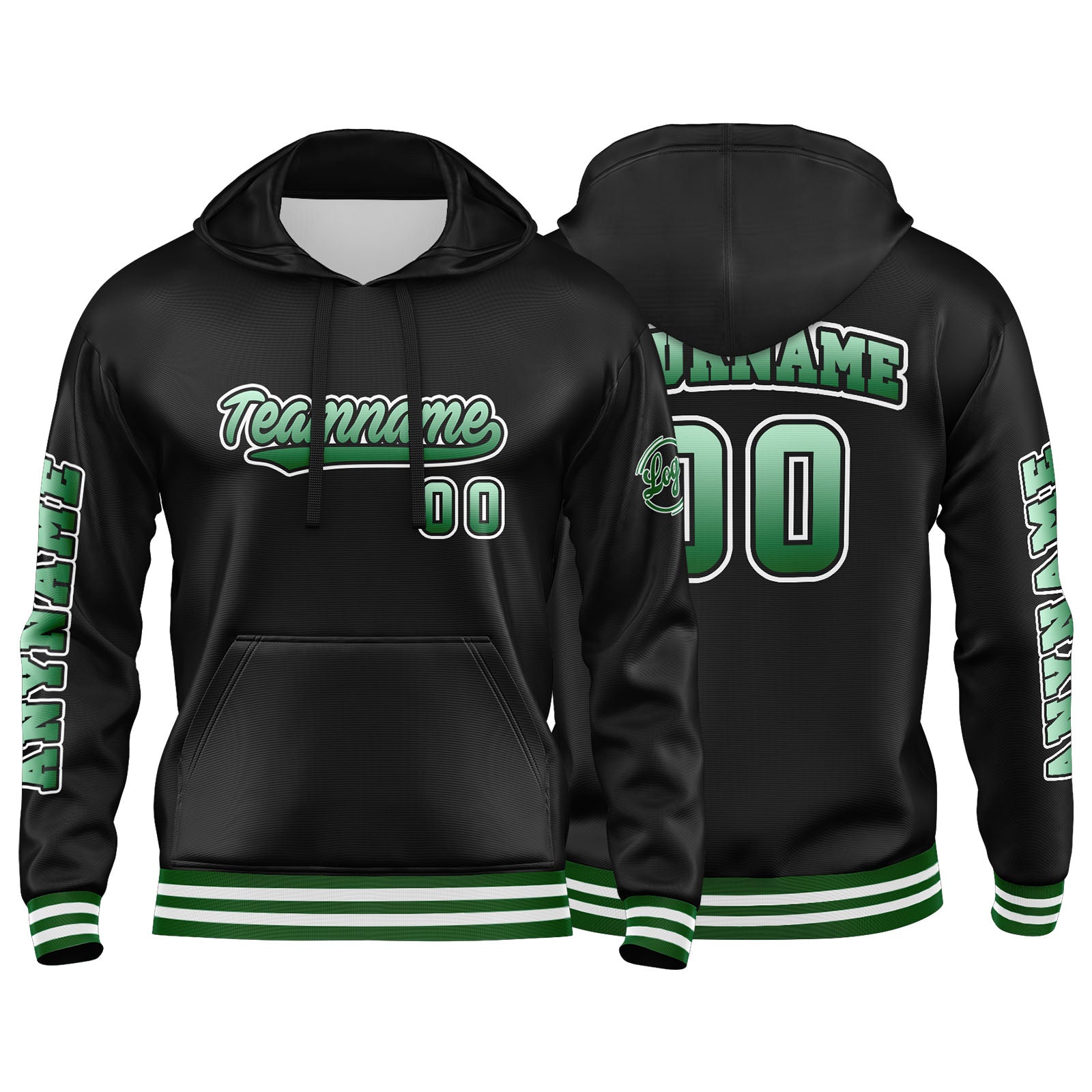 Custom Green Black Sweatshirt Hoodie For Men Women Girl Boy Print Your Logo Name Number enthsush