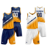 Custom Basketball Jersey Uniform Suit Printed Your Logo Name Number Navy-Yellow